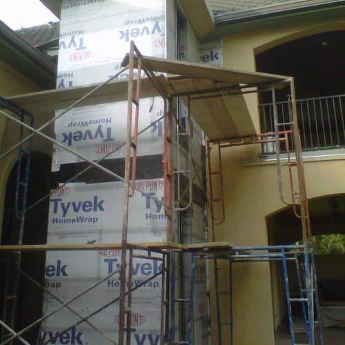 constructing an elevator shaft for a stucco home