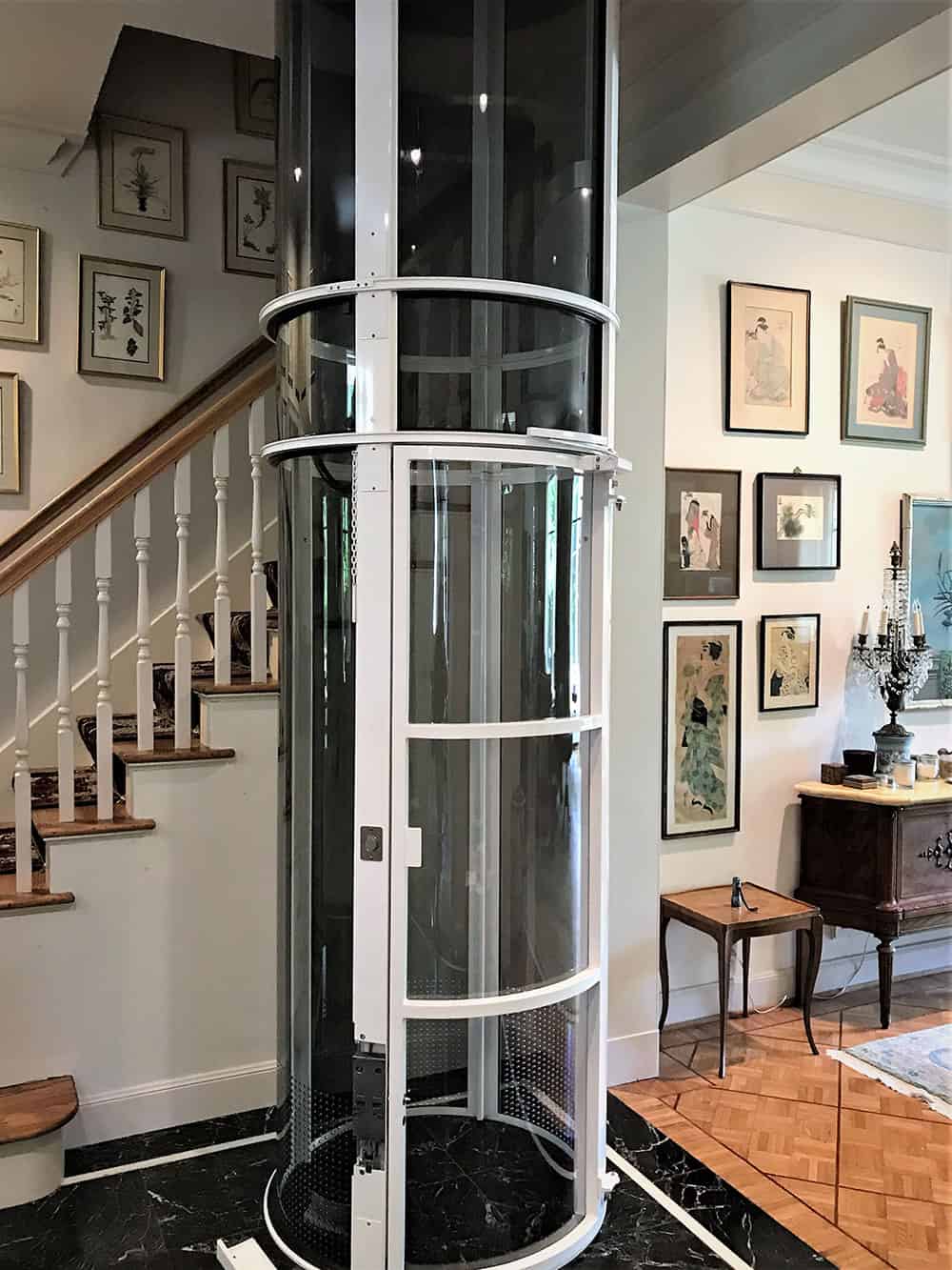 residential elevator installed in the foyer of a katy texas home