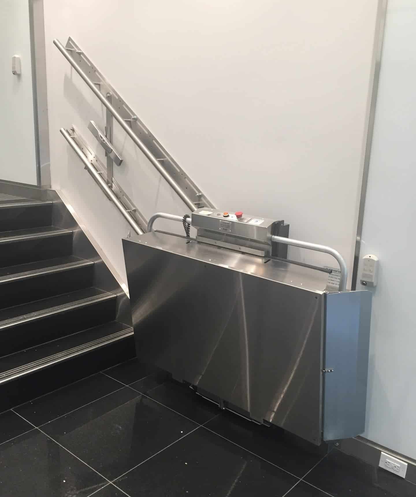commercial stainless steel inclined platform lift folded up