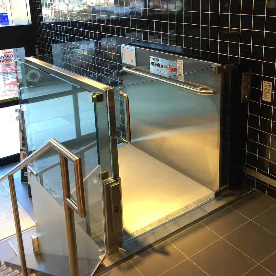 luxury vertical platform lift in office building