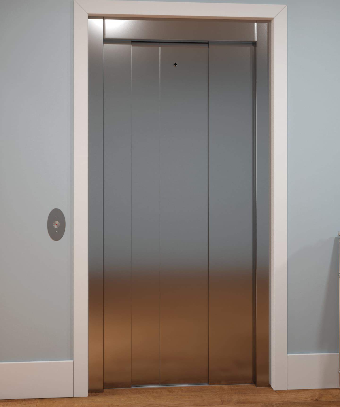 savaria eclipse stainless steel commercial style door for a luxury home elevator